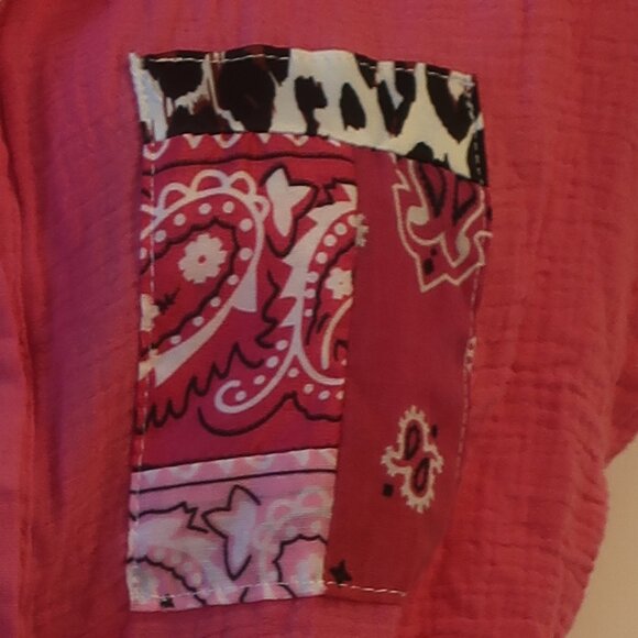 NWT Womens Romi Basha Rose Pink "Michelle" Leopard & Paisley Button Down Shirt S - Picture 6 of 8